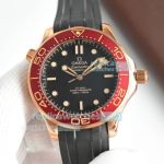 Swiss Copy Omega 8800 Burgundy Red Seamaster Diver 300m James Bond 007 Watch 